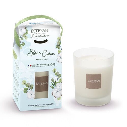 Blanc Coton - Bougie déco parfumée rechargeable (photo 1/1)