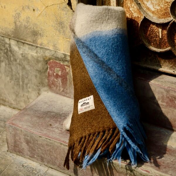 Plaid Laine Moismont N°83 - Cofffee/Blue (photo 1/3)
