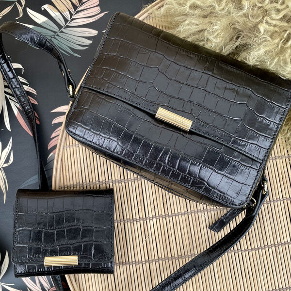 Sac Petite Mendigote - Hydrus Croco Noir (photo 1/7)