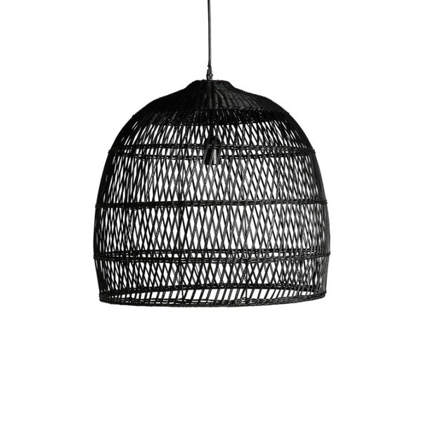 Lampe Suspension Rotin Noir (photo 1/1)
