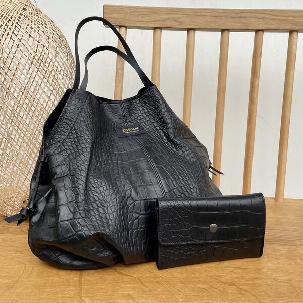 Sac Estellon - Loulou Caiman Noir (photo 1/4)